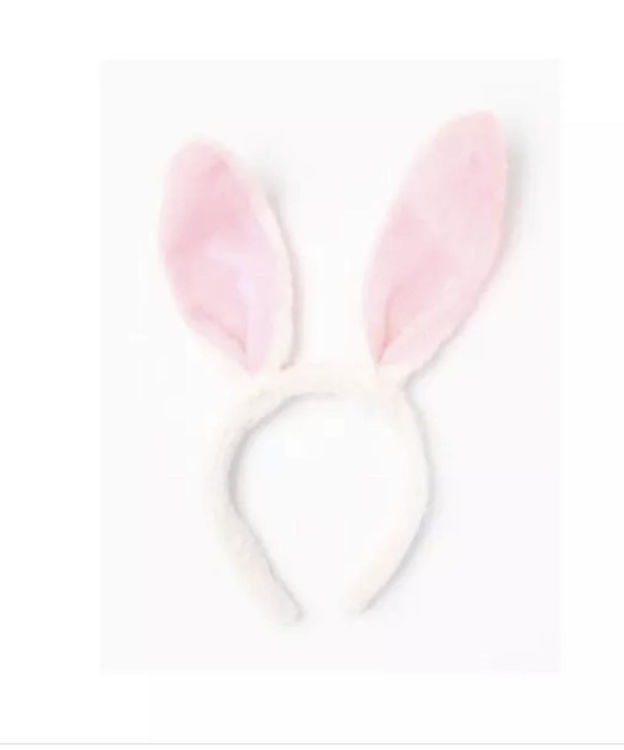 Picture of 5022 / 0227 PINK AND WHITE FUR FABRIC BUNNY EARS ALICEBAND